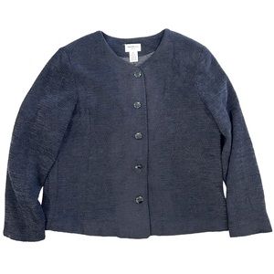 Parisian Works Petite Black Textured Lined Collarless Blazer Jacket Petite Large